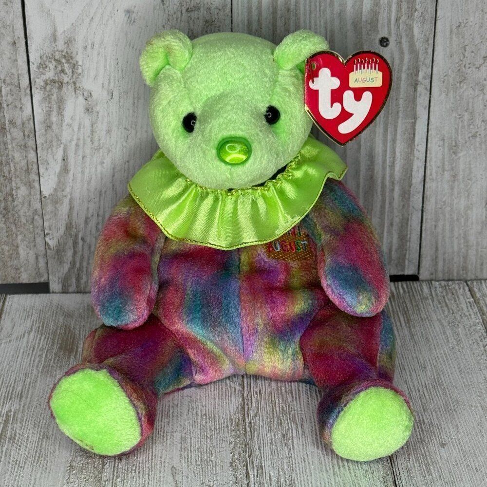 Ty The Beanie Babies Collection “AUGUST” the Birthday Bear 2001 RETIRED With Tag